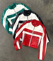 Individuelles Logo Modische OEM-Jacken Bestickte Kurze Reißverschluss-Biker-Motorrad-Rennjacke Herren-Lederjacke Oberbekleidung Motorrad