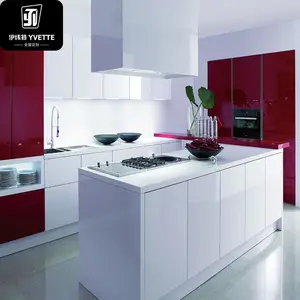 आपके प्रोजेक्ट्स के लिए लाल और सफेद रंग का लैकर एम्ब्री सॉलिड वुड किचन कैबिनेट पकाने के लिए यूरोपीय शैली का सरल डिज़ाइन