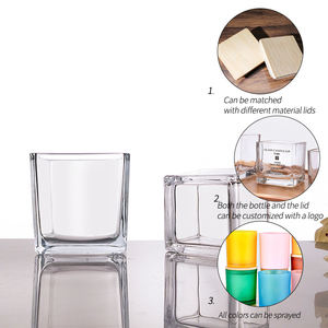 מרובע 3 עוז 4 עוז 6 עוז 8 עוז 11 עוז זכוכית צנצנות מיכל נר זכוכית דקורטיבי עם מכסה מרובע - Product Image 1