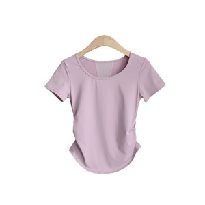 T-shirts courts réversibles pour femmes <span class=keywords><strong>Lin</strong></span>, coupe classique, sans manches, en Spandex/Polyester, imprimés, écologiques, respirants, coupe-vent pour le yoga - Product Image 5