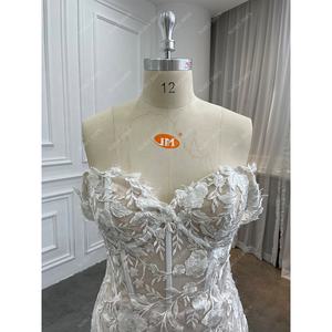 थोक महिलाओं सुरुचिपूर्ण पत्ती पुष्प फीता सेक्सी भ्रम कोर्सेट मरमेड शादी की पोशाक पहले से शर्त महिलाओं तंग फिट ब्राइडल गाउन - Product Image 5