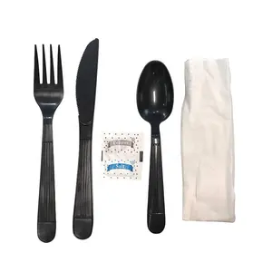 環境にやさしい調理器具pp4.5gラップされたプラスチックカトラリーセット、使い捨て食器プラスチックフォークナイフとナプキン