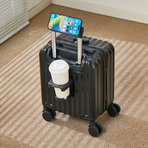 Valise de cabine tendance de 14 pouces en ABS personnalisable avec support pour téléphone portable et porte-gobelet pour le dropshipping - Product Image 1