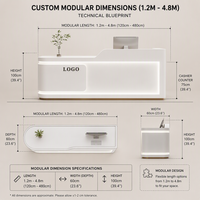 Comptoir de réception minimaliste incurvé avec éclairage LED pour salon de beauté de luxe, clinique de spa, boutique, magasin, bureau