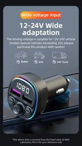 เครื่องส่งสัญญาณ FM แบบพกพาฟันสีฟ้าชุดรถแฮนด์ฟรี FM Modulator เครื่องส่งสัญญาณวิทยุไร้สายเครื่องเล่น MP3 พร้อม USB Car Charger - Product Image 3