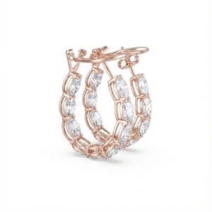 Boucles d'oreilles créoles ovales en diamant Inside Out - Or 9k, 14k, 18k - Product Image 5