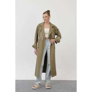 Gabardina Estampada para Mujer, Color Azul Marino, Manga Larga, Otoño, Informal, Tejida, Corte Cómodo - Product Image 5