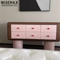 WISEMAX FURNITURE Armoire console nordique en bois laqué pour l'entrée de la maison Article rose Armoire à six tiroirs pour appartement