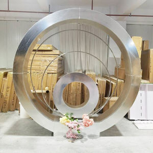 New Type <b>Backdrop</b> Heart Shape Wedding Gold Acrylic Flower Arch <b>Stand</b> Background for Wedding Stage Decoration - Product Image 2
