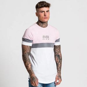 Best Design Custom logo Strip Color <b>Men</b> Fitness <b>T</b> <b>Shirt</b> Fashion Extend Hip Hop Short Sleeve <b>Shirt</b> <b>Men</b> Slim Fit Sport Oversize - Product Image 1