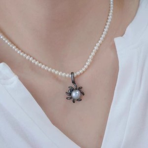 31295DIY Bonito colgante de araña con soporte de plata S925 y accesorio vacío para cuentas redondas de 8-9mm, para collares, colgantes de perlas y dijes - Product Image 2