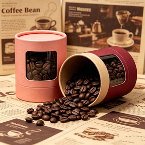 Tubo de Papel Biodegradable de Tamaño Personalizado, Caja Cilíndrica con Ventana Transparente de PVC para Empaque de Granos de Café y Dulces - Product Image 4