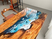 2024 nouveaux produits populaires salle à manger moderne bois rivière résine époxy Restaurant Table de cuisine en bois massif avec table à manger en résine époxy