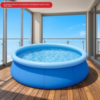 Aufblasbarer PVC-Rundpool für Erwachsene & Kinder zum Schwimmen und Spielen mit Fuß-/Elektropumpe Inklusive