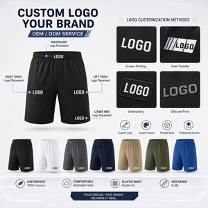 Pantaloncini Sportivi da Uomo in Poliestere con Logo Personalizzato, Asciugatura Rapida, per <span class=keywords><strong>Palestra</strong></span> e Corsa, con Elastico in Vita, Produttore OEM - Product Image 2