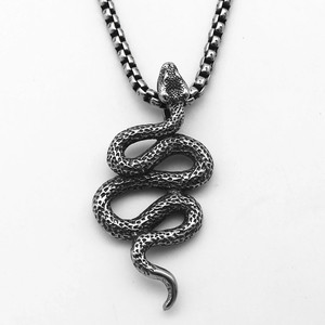 Yunnique-collar con colgante de serpiente de acero inoxidable para hombre y mujer, cadena de joyería de estilo Punk con signo del zodiaco animal, 316L - Product Image 1