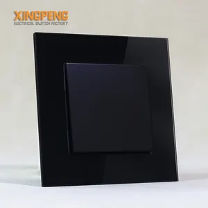 G seri kaca besar panel 1 gang 1 cara saklar eu plug dan lampu saklar 3mm ketebalan kaca soket dinding