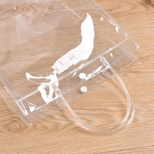 Sac transparent en PVC pour boissons de vin <span class=keywords><strong>rouge</strong></span>, sachet d'emballage portable personnalisé de cosmétiques, exquis de cadeau avec boutons, unités - Product Image 2