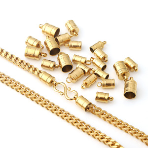 Cierre de cadena cilíndrico de acero inoxidable chapado en oro para pulsera, collar, accesorios de bricolaje. - Product Image 4