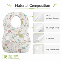 Bavoirs jetables imperméables anti-fuites pour bébé avec poche de récupération, emballés individuellement, portables pour l'alimentation, les voyages et l'usage quotidien