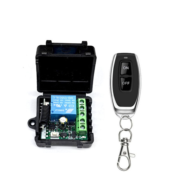 433 Mhz Wireless Remote Control Switch Dc 12v 10a 1ch Relay Receiver Fixed Code Transmitter for Garage Gate Motor Light On/off