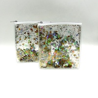 Vente chaude transparent PVC confettis sac de maquillage paillettes sequin fermeture éclair sac cosmétique clair cosmétique paillettes pochette