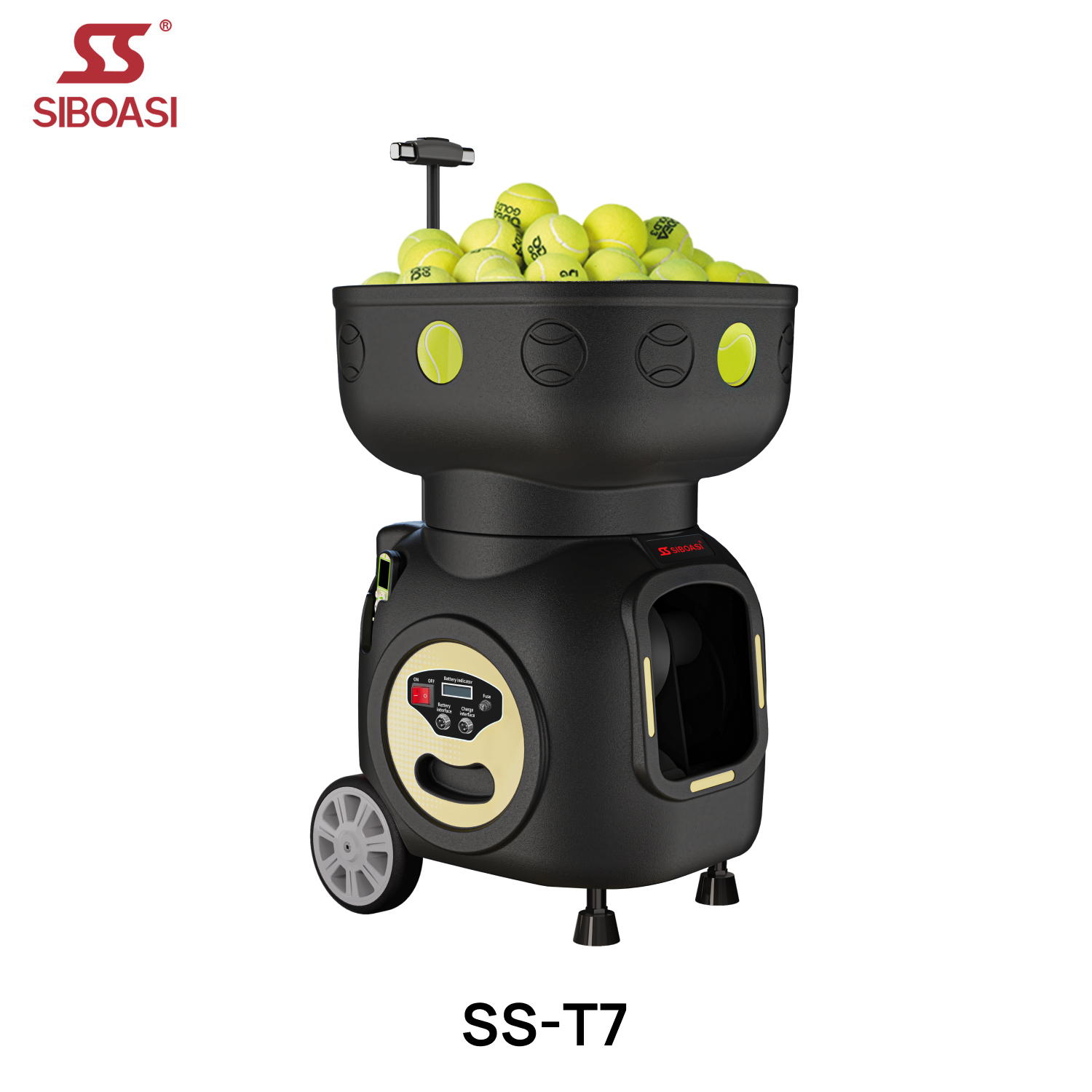 SIBOASI T7 Intelligente Tennisball-Wurfmaschine Ballrückprallgerät Mobile App+LED-Fernbedienung 120 Stück Kapazität 2 Jahre Garantie****^^^^ https://www.siboasi.com
