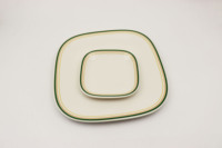 Service de vaisselle carré en mélamine durable pour la maison, motif vert, 4 pièces, assiettes classiques pour les fêtes