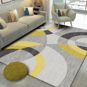 Tapis géométrique nordique rectangulaire, décoration de salon, gris, jaune, noir, style moderne, tapis de sol pour canapé, table basse - Product Image 1