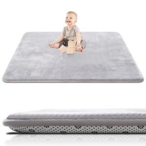 Tapis de jeu pour bébé en velours corail ultra doux, antidérapant, avec fond en mousse épaisse, 50x50, tapis de parc pour bébé, rembourré pour nourrissons, enfants et tout-petits - Product Image 1