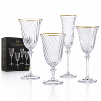 Ensemble de verrerie en cristal de luxe avec bordure dorée, flûtes à champagne, verres à vin rouge et blanc, gobelets, verres à pied pour mariage, hôtel, restaurant