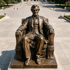 Statua in bronzo a grandezza naturale di Abraham Lincoln, personalizzata in fabbrica, scultura del Presidente degli Stati Uniti seduto per piazze pubbliche e decorazioni commemorative - Product Image 2
