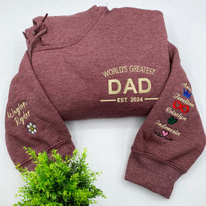 Felpa da papà più grande del mondo o regalo con cappuccio ricamato con nomi personalizzati o anni in tinta unita Jersey invernale traspirante Unisex - Product Image 1