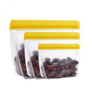 Eco friendly Zipper Leakproof Freezer Bag Washable Reusable PEVA Sandwich Snacks Storage Bags For Fruits Vegetables Lunch