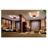 Conception moderne personnalisée Placage de bois de noyer Mobilier d'hôtel Armoire Base de lit Tête de lit Chaises Canapé Ensemble de meubles de chambre d'hôtel