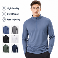Chemises de course à manches longues avec logo personnalisé, de haute qualité, à demi-zip, respirantes, à séchage rapide, vêtements de sport pour la salle de sport, conception OEM ODM