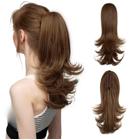 Queue de cheval synthétique ondulée longue et volumineuse en gros pour femmes, fibre haute température, pré-collée, pré-bouclée, perruque portable