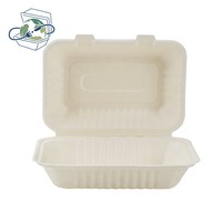 Boîte alimentaire jetable micro-ondable en bagasse de canne à sucre XS-CH096A 9'' – Contenant alimentaire à emporter