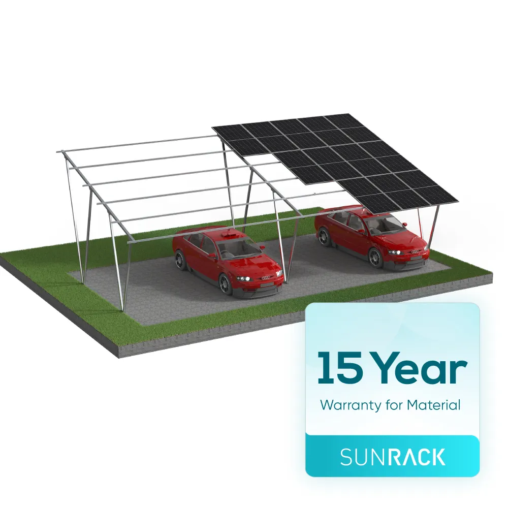 Sunrack verzinkter Stahl-Aluminium-Solarfahrzeugschuppen Solarpanel-Struktur wasserdichter Solar-Fahrzeugbunnen