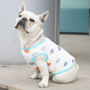 Gilet pour animaux de compagnie en fibre de bambou, fin et frais pour l'été, pour bouledogue français, petit chien, chien corpulent, rose fraise, bleu glace - Product Image 4