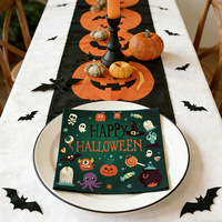 Serviettes carrées pour fête d'Halloween transfrontalière, imprimées couleur citrouille, 25 pièces, en pâte de bois vierge, personnalisables, pour décoration de fête