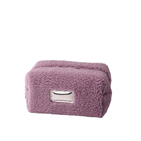 Pochette de voyage en polyester violet taro à motif bonbons, petite/moyenne capacité, en peluche, pour maquillage et accessoires de mode