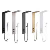 Panneau de douche multifonction contemporain en acier inoxydable nickel brossé pour hôtels, avec jets de pluie modernes, massage et pulvérisation douce en céramique