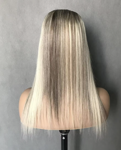Topper per capelli umani Remy lisci con base in seta e frangia a tendina per donne con capelli sottili, colore biondo, marca EplaHair - Product Image 3