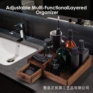 Wooden Perfume <b>Storage</b> Box Rectangle Open Top <b>With</b> Compartments Drawer Organizer For Bathroom <b>Dressing</b> <b>Table</b> - Product Image 3