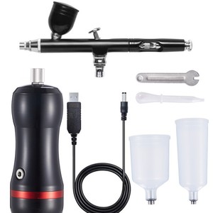 Ensemble de pompe à air pour aérographe, alimentation par gravité, double action, vitesse réglable, alimenté par USB, portable, pour la décoration de gâteaux, la réparation de meubles et l'artisanat - Product Image 1