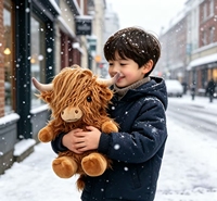 Peluche personnalisable en forme de vache des Highlands, lestée et chauffante, avec rembourrage en coton PP ultra doux, brodée, pour le soulagement de la douleur et le confort émotionnel