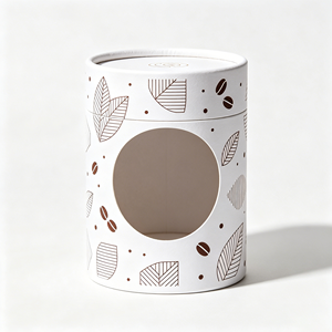 Custom Cylinder Paper Tube <b>Box</b> With Transparent <b>Display</b> Window Recyclable Cardboard Coffee Bean Packaging Tube With Custom Logo - Product Image 5