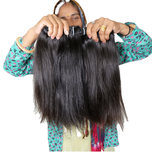 100% extensions de cheveux humains indiens vierges bruts non traités cheveux humains naturels Machine double trame - Product Image 3