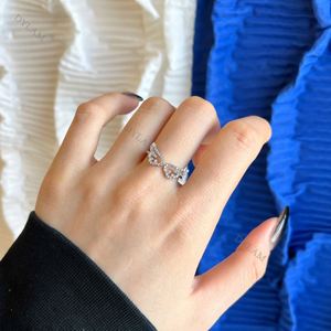 Dylam Charm Fashion Sparkling Zircon Angel Wings for Girls Gift Feather <b>Sterling</b> <b>Silver</b> S925 Wholesale <b>Adjustable</b> <b>Rings</b> - Product Image 2